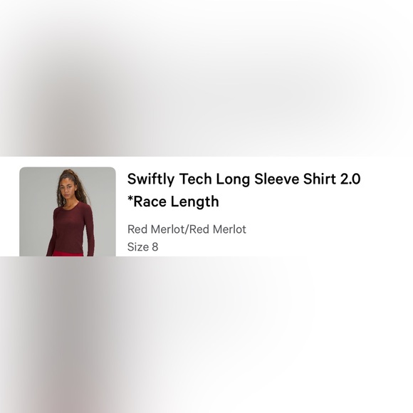 Lululemon Swiftly Tech Long Sleeve Shirt 2.0 *Race Length - Picture 3 of 3